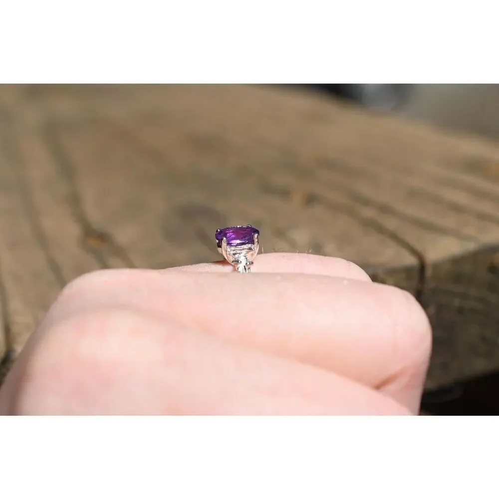 Amethyst engagement ring in 925 sterling silver size 8.5
